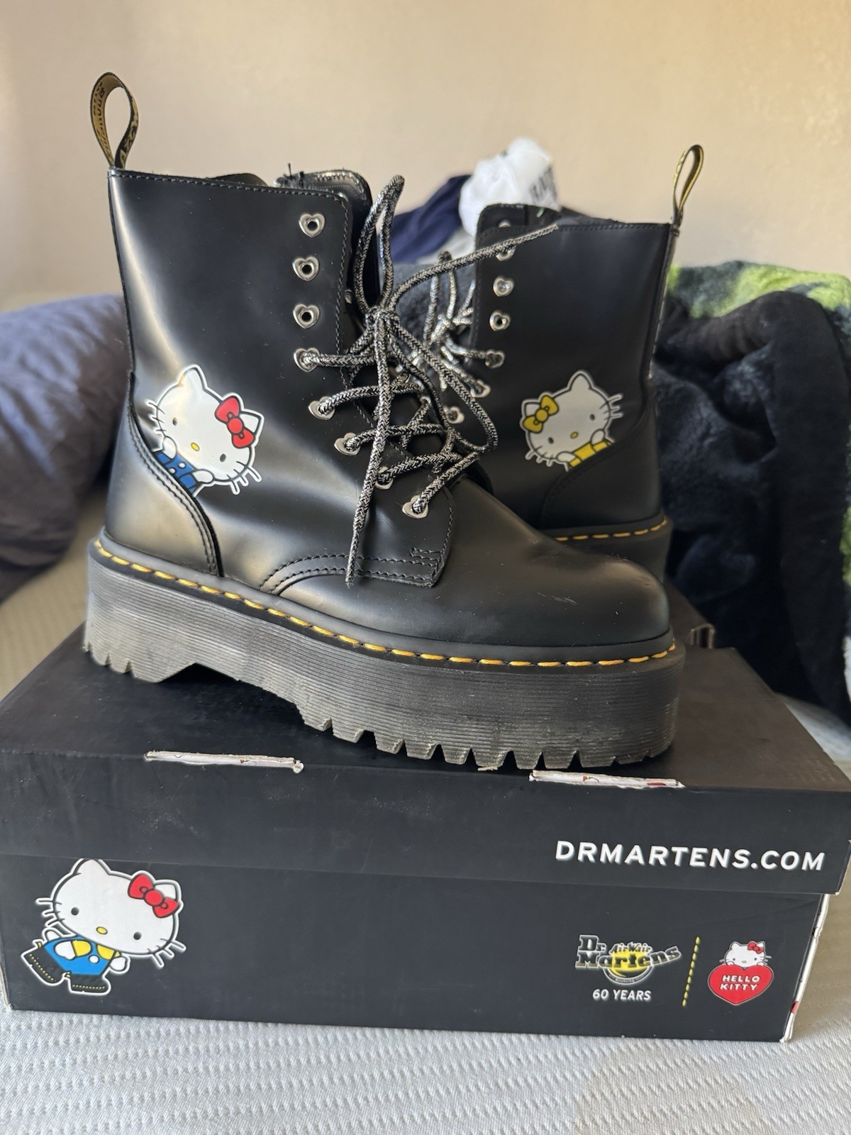 Dr. Martens Jadon HK Hello Kitty Black Boots US 7