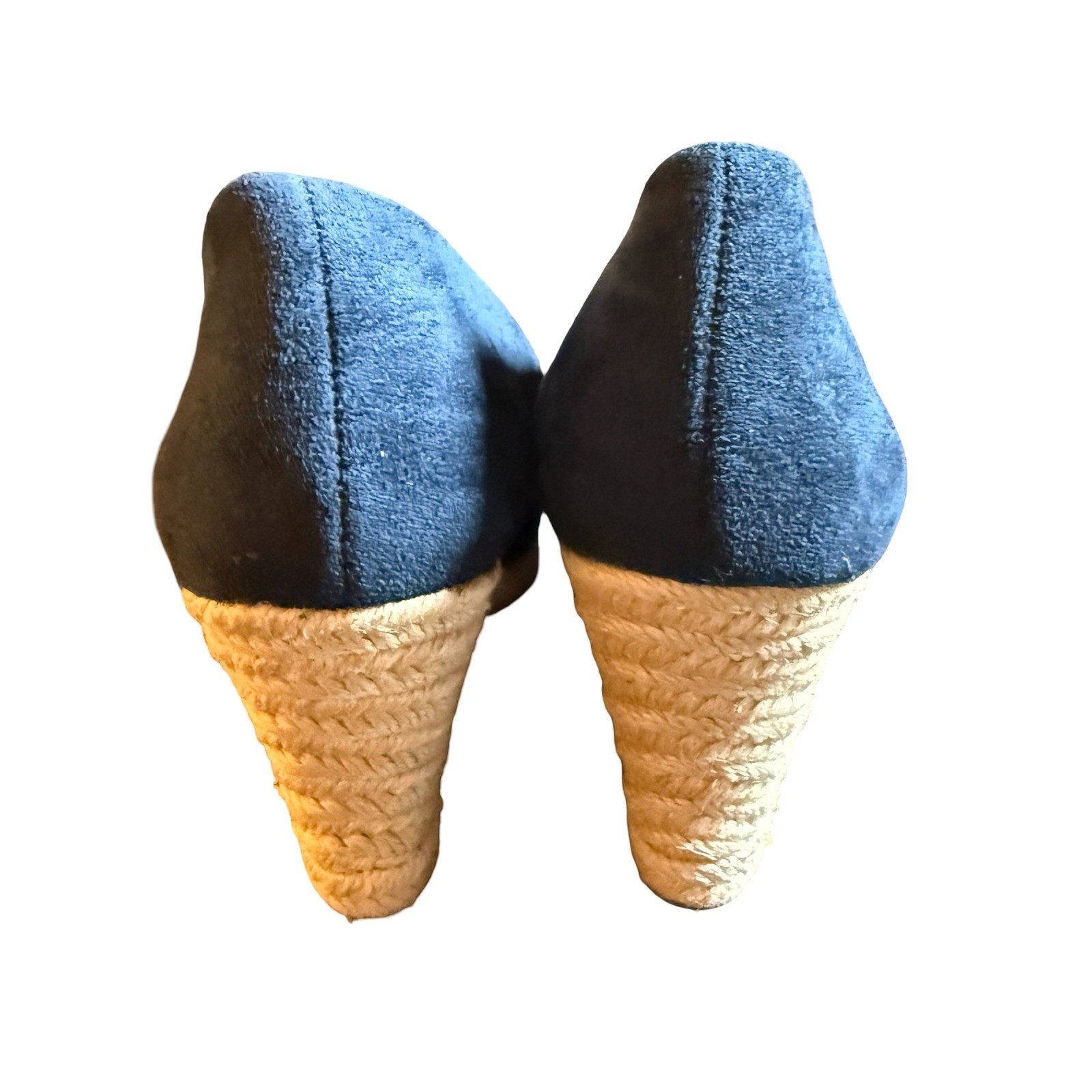 Charles David Simple Espadrille Wedge Pumps Women 10M Vegan Blue Suede Shoes