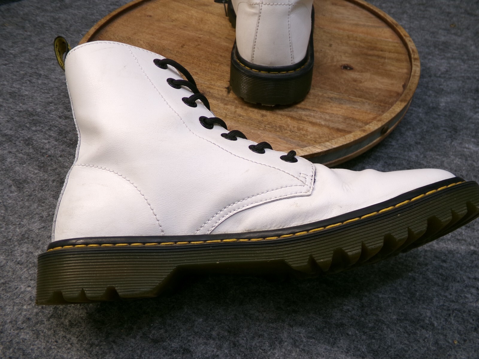Dr. Martens Luana White Leather Lace Up Combat Boots Women Size 10 US