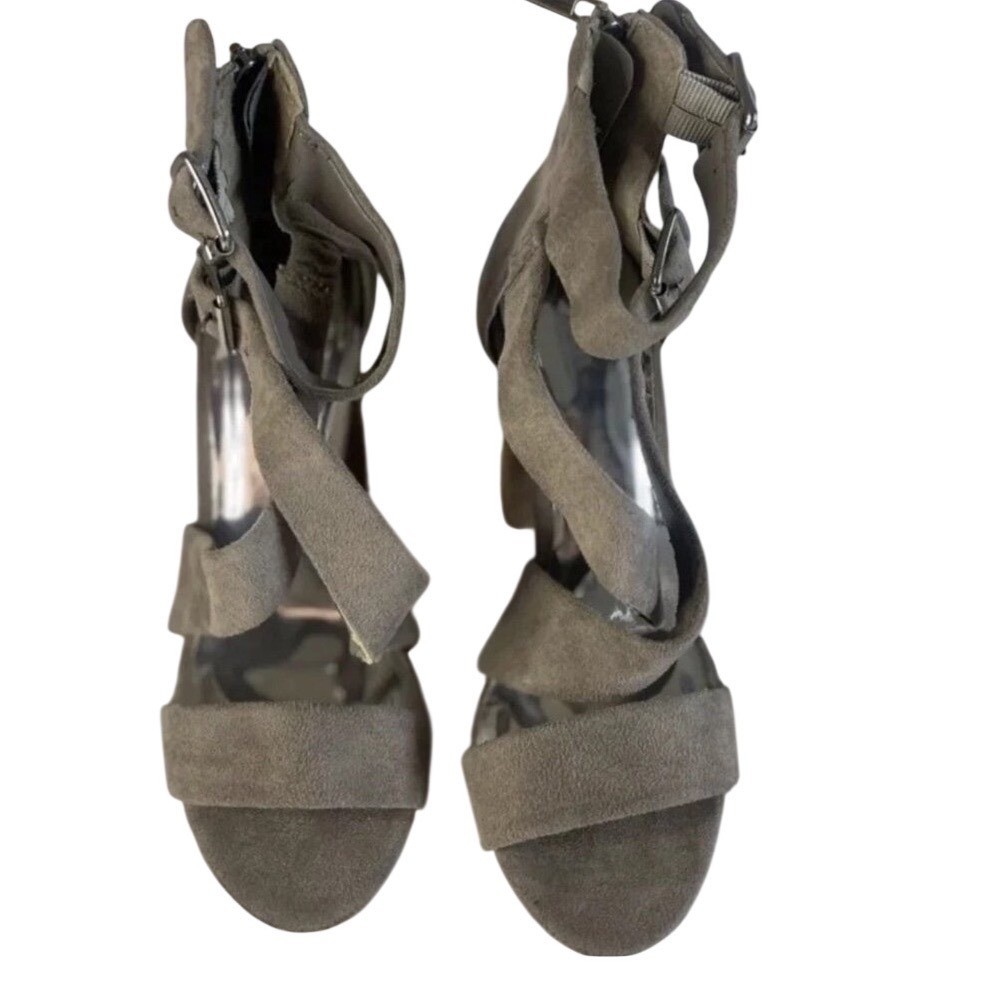 Carlos By Carlos Santana Taupe Suede Strappy Heel Buckle Ankle Size 6