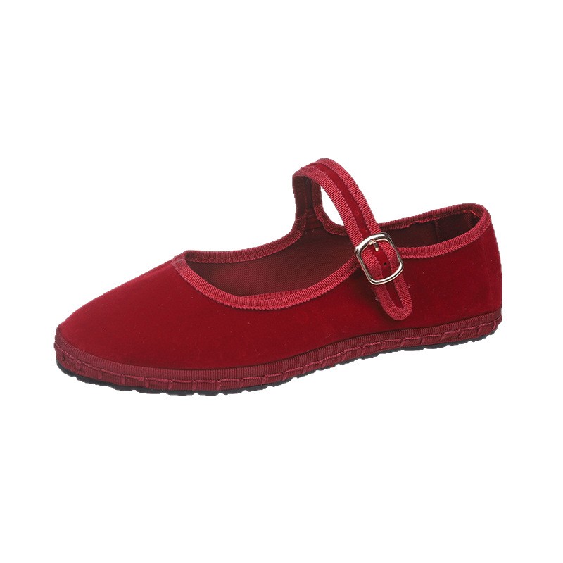Women’s Velvet Mary Jane Flats Traditional Chinese Comfort Casual Daily Shoes