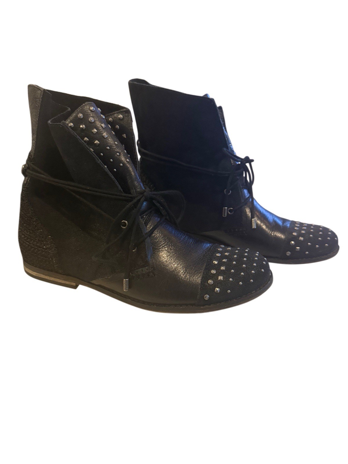 The Sak Jada Black Studded Leather Moto Ankle Boots Boho Punk Festival NWT 9 NEW