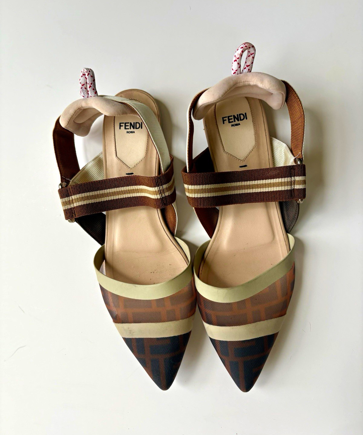 Fendi Colibri slingback flats brown and beige EU 37.5