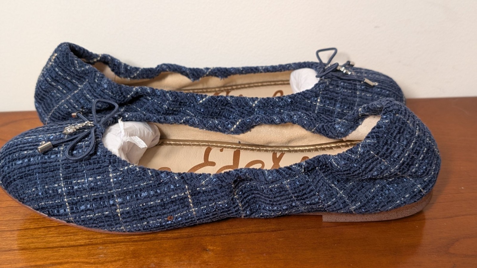 NEW Sam Edelman Felicia Ballet Flat Blue Tweed, Women Size 8