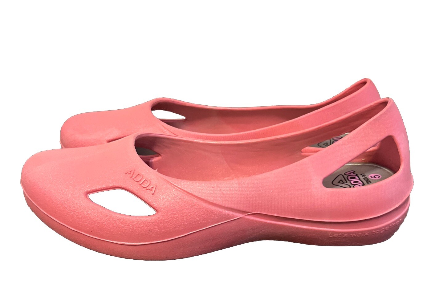 ADDA Women’s Size 5 Water Shoes Pink Slip On Comfort Fashion Rubber Ballet Flats