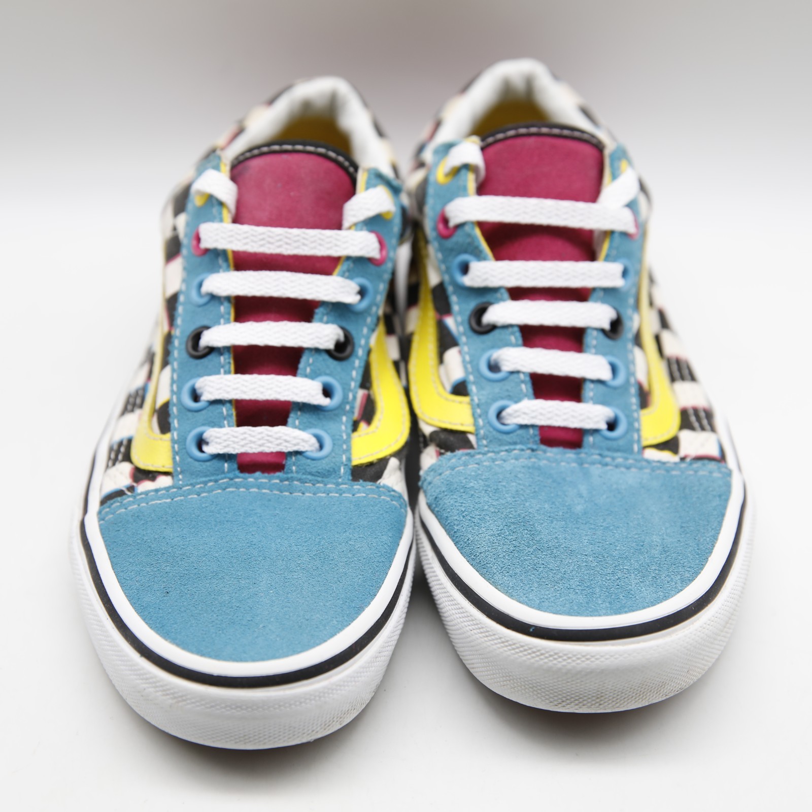 Vans Off The Wall Shoes Colorful Checkered Sneakers Blue Pink Men 5 Women 6.5