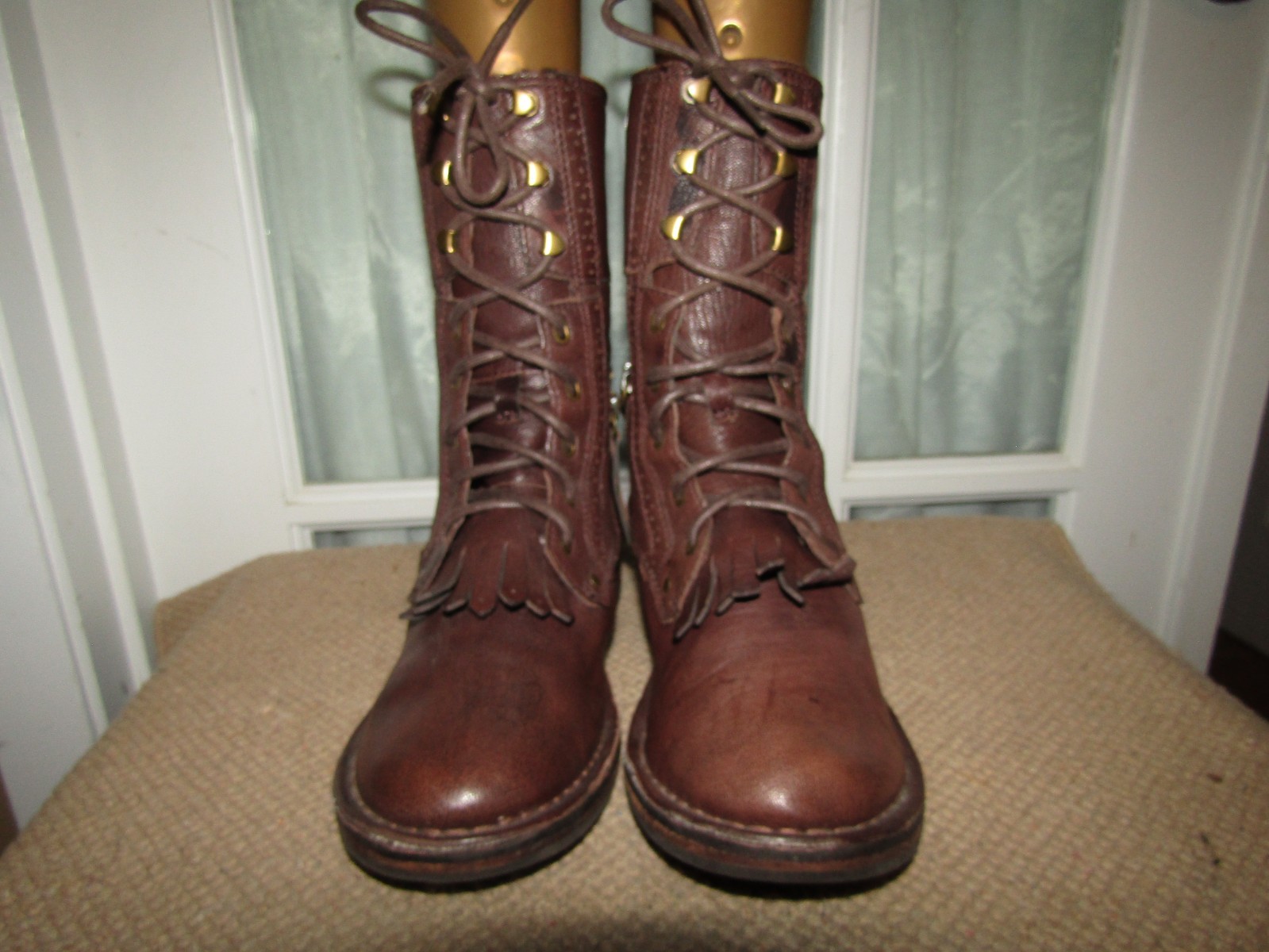 UGG Jenna Lace up Zip Winter Ankle Boots Womens Size 7 Java Brown Leather