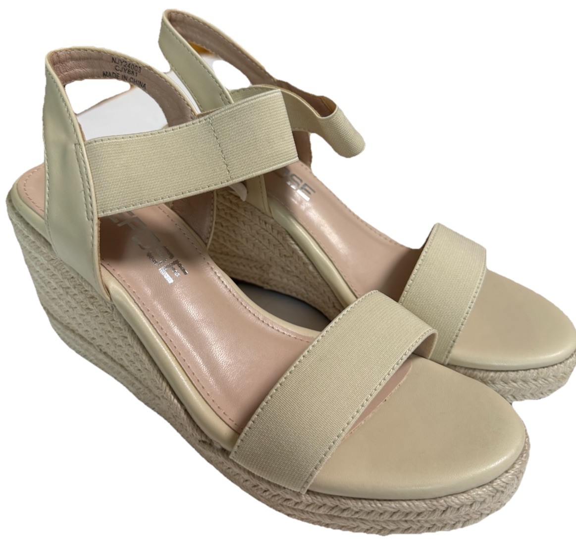 Vepose Beige Platform Wedge Espadrilles Open Toe Sandals Women’s Size 8.5 New