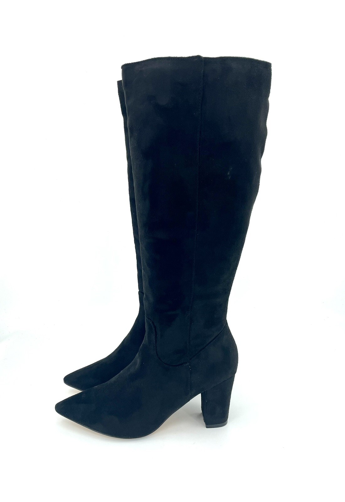 Catherine Malandrino Black Faux Suede Textile Upper Heeled Boots SZ 10 New SH08