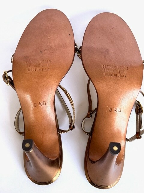 Vintage oscar de la renta Womens 8.5B Bronze Braided Heels