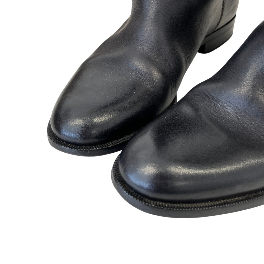 GUCCI Interlocking G Leather Long Boots 182167 Size 37 Black Women USED