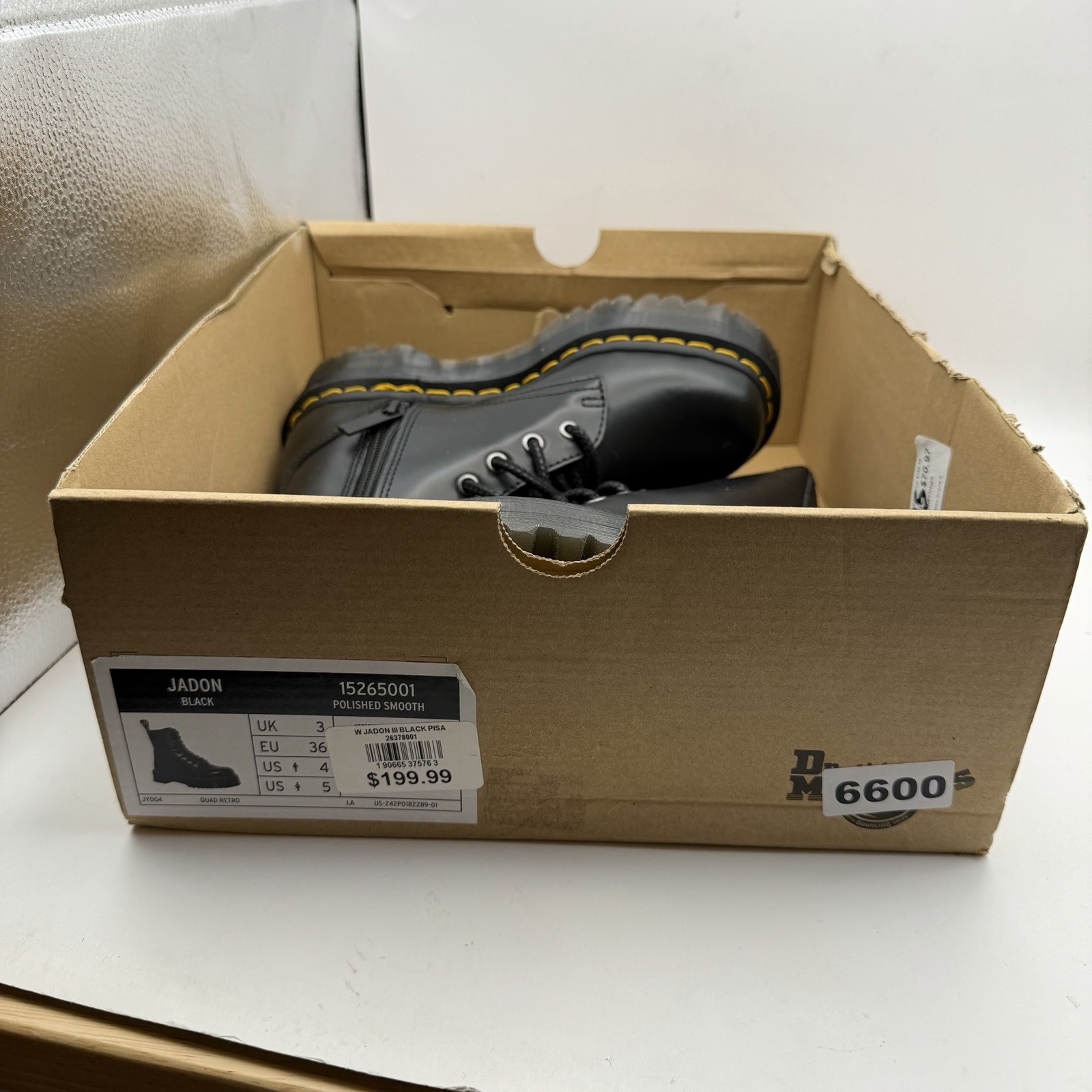 Dr. Martens Jadon Platform Leather Women’s Boot – Black Polished Smooth, Size: 5