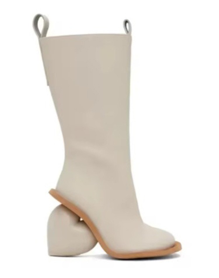 Womens Heart Heel Side Zip Party Round Toe Mid Calf Boots Shoes Vintage Clubwear