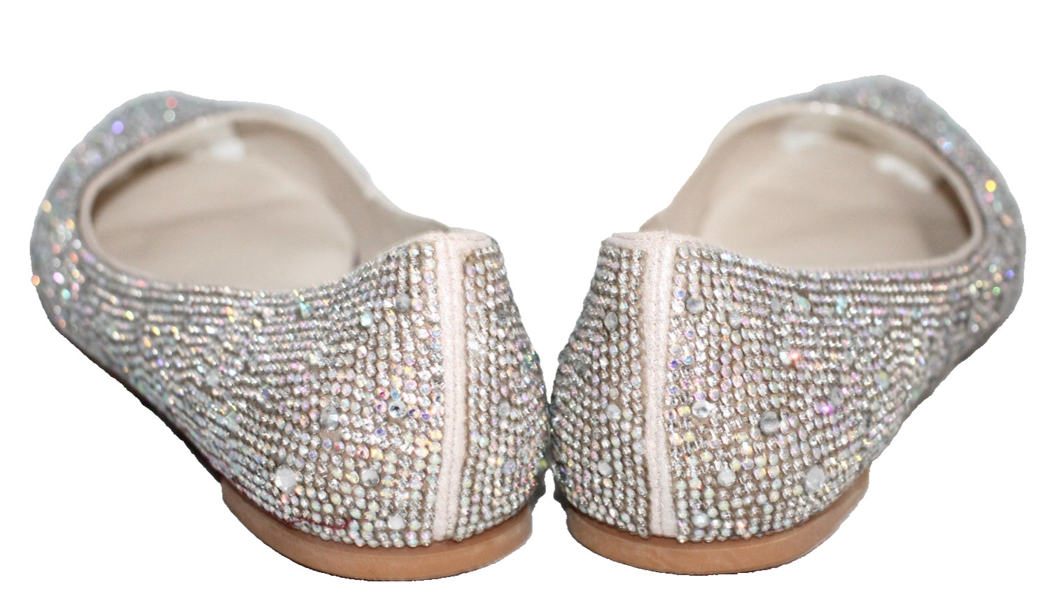 DAVID’S BRIDAL Avie Crystal Iridescent Ballet Flat Women Size 9 Nude Multicolor