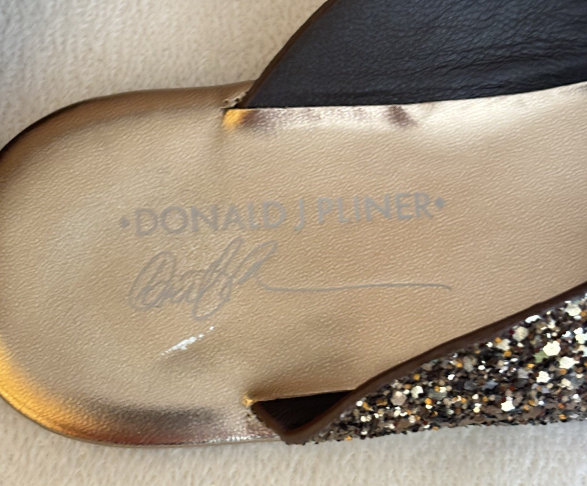 Donald J Pliner Stefan Sparkle Glitter Sequin Brown Thong Sandals Size 9M