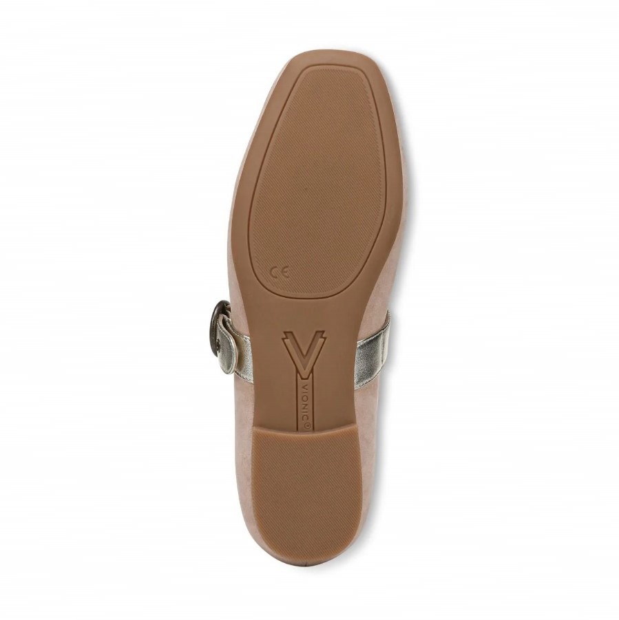 VIONIC Women Hattie Mary Jane Flat, Rugby Tan Suede (NEW)