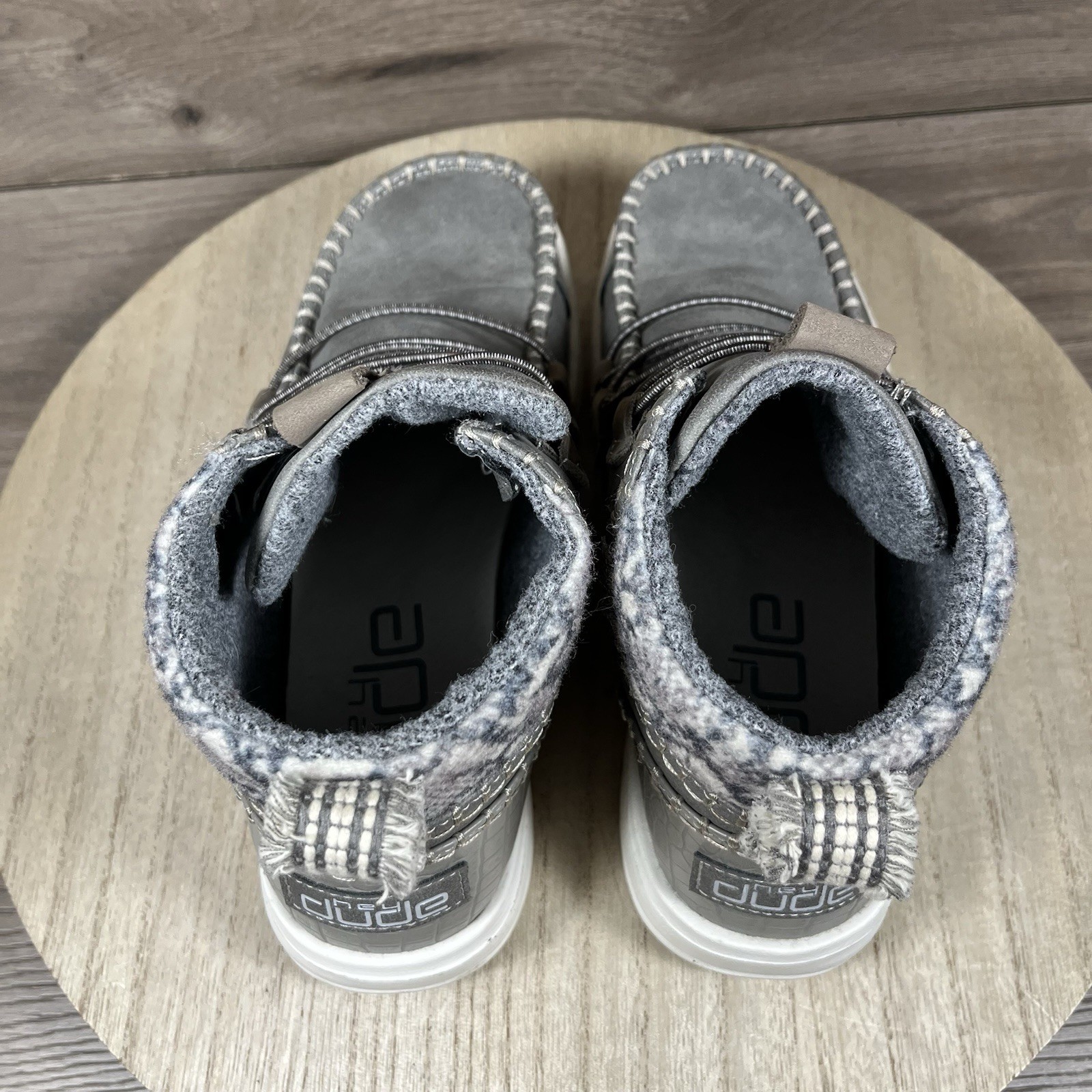 Hey Dude Eloise Recycled Leather Granite Grey Shoes Boots Womens Size 7