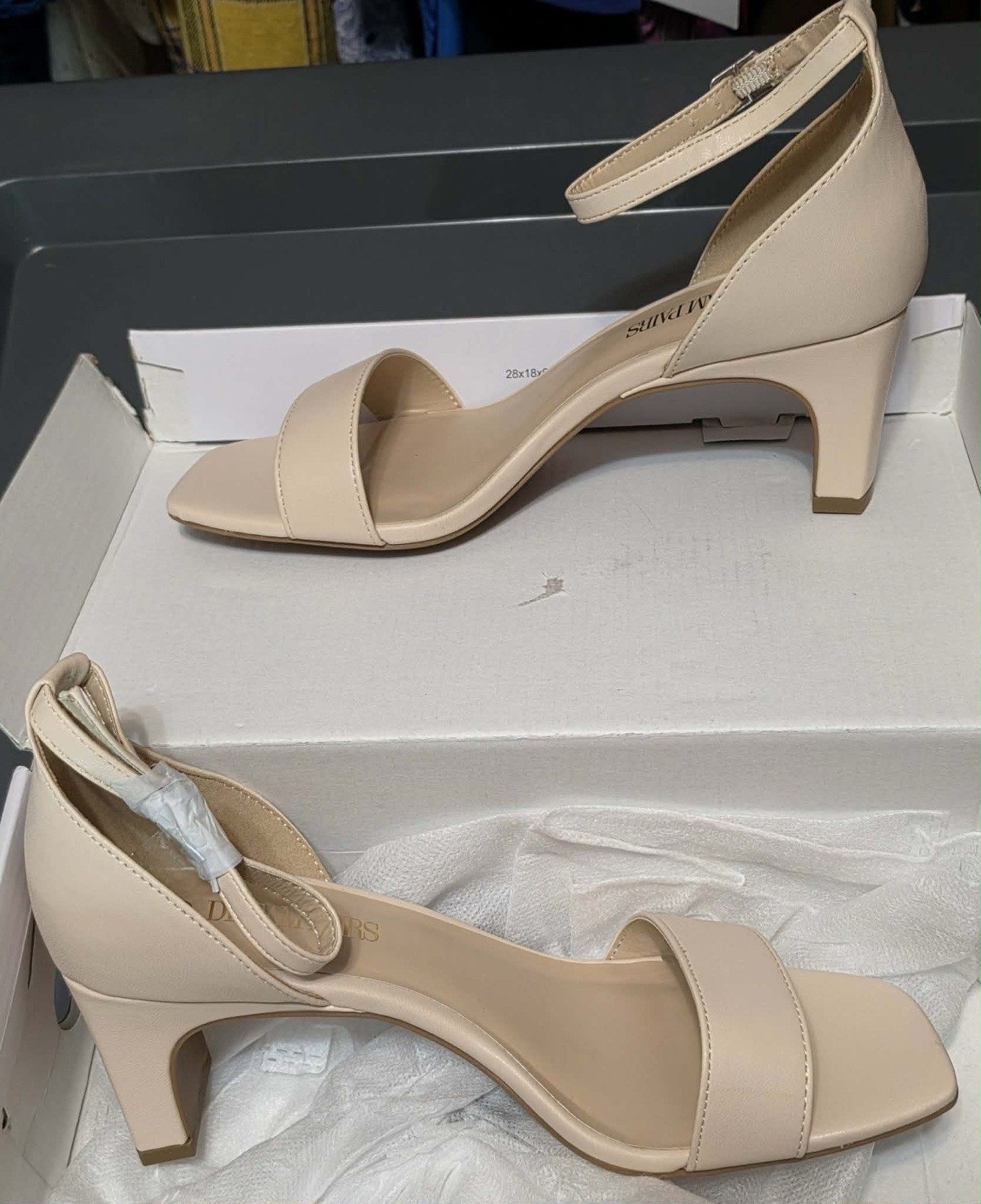 Dream Pairs Square Toe Low Block Chunky Heels Size US 7 Nude/Beige Color
