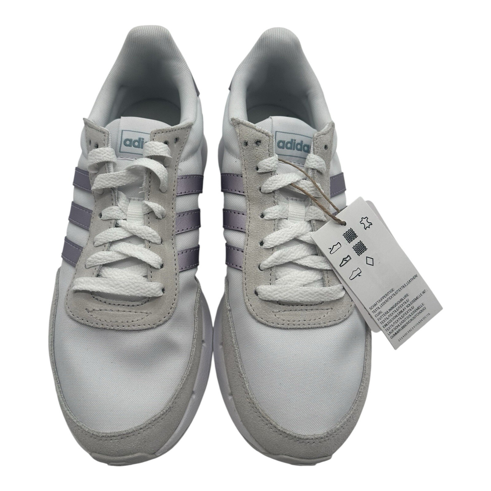 Adidas Run 60s 2.0 Running Shoes Womens Sz 9 White/Metallic Purple Sneakers