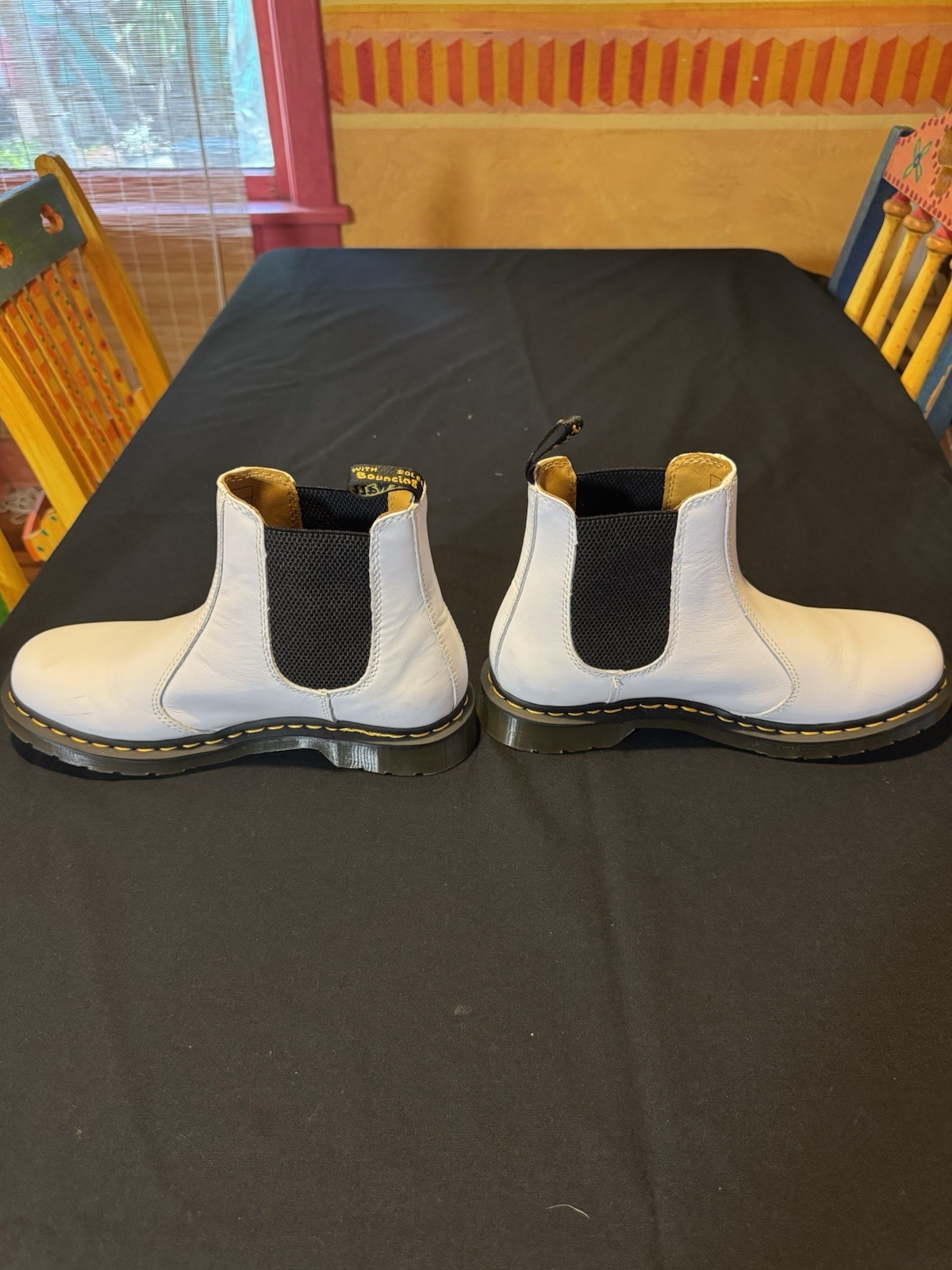 Dr. Martens 2976 White/Black Leather Chelsea Ankle Boots Womens US 10 EU 42