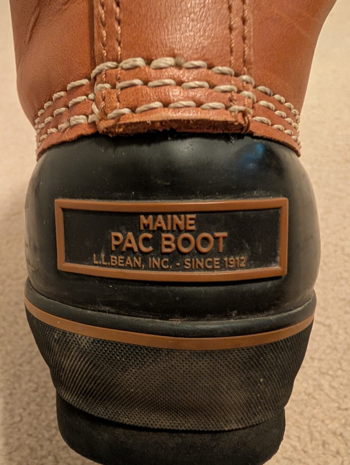 L.L. Bean Maine Pac Boot Brown Leather Wool Lined Mens 5.5-6 / Womens 7-7.5
