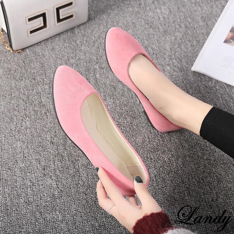 Womens Flat Suede Ballet Ballerina Bridal Slip On Casual Pumps Shoes Oversize