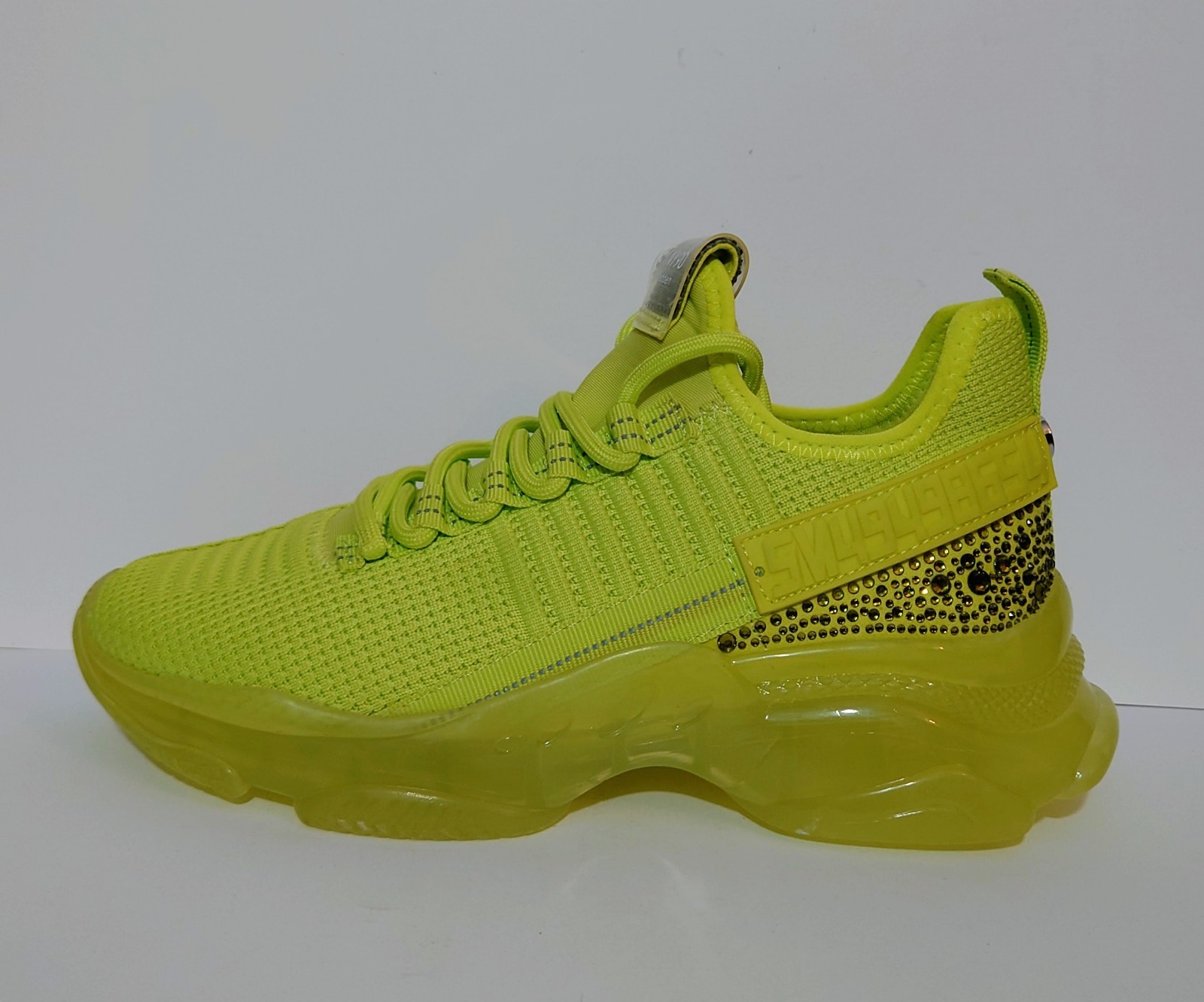 Steve Madden Maxima Knit Rhinestone Neon Yellow SM NY90 Size 8.5