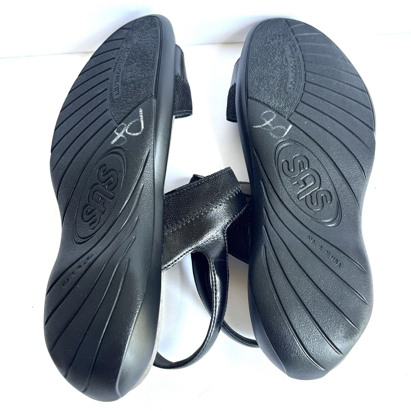 SAS Women’s Nudu Heel Sandals Black Comfort USA Made Casual Travel Sz 8.5 M