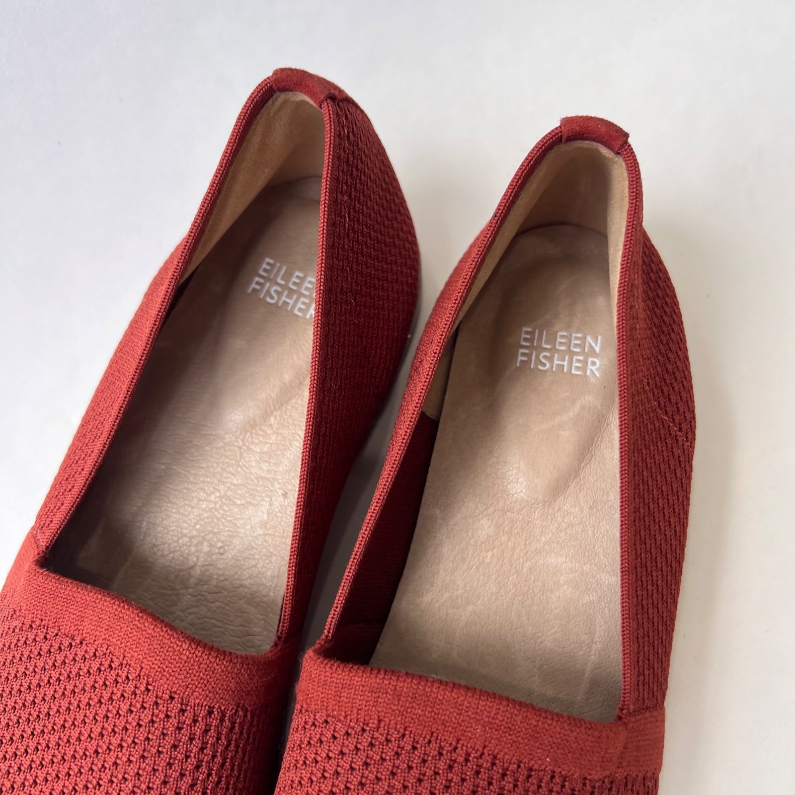 Eileen Fisher Red Demi Knit Eco Recycled Stretch Slip-On Shoes, Women’s Size 9