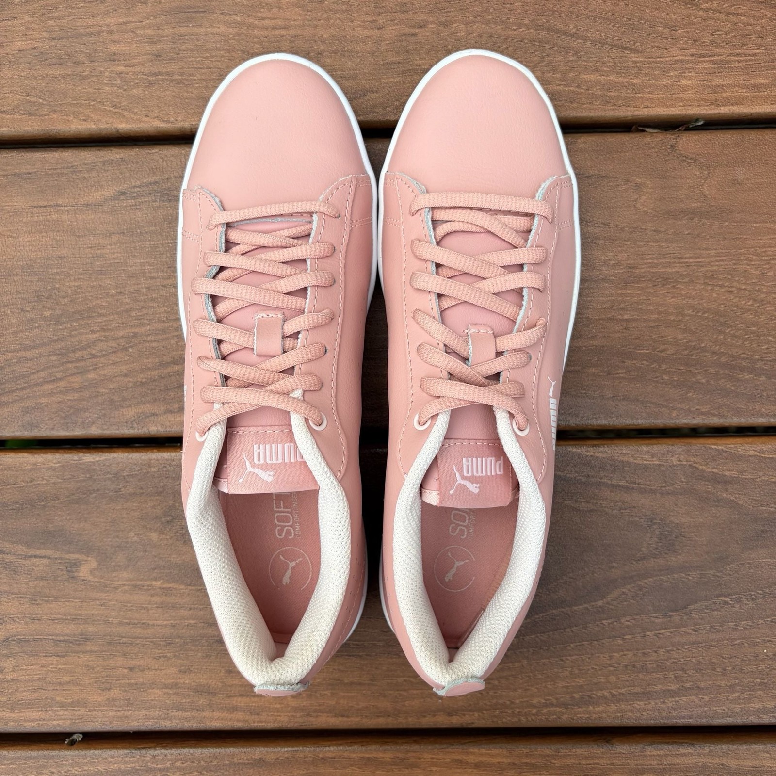 Puma Smash v2 Perf Leather Low-Top Women’s Sneakers in Peach Beige Size 8