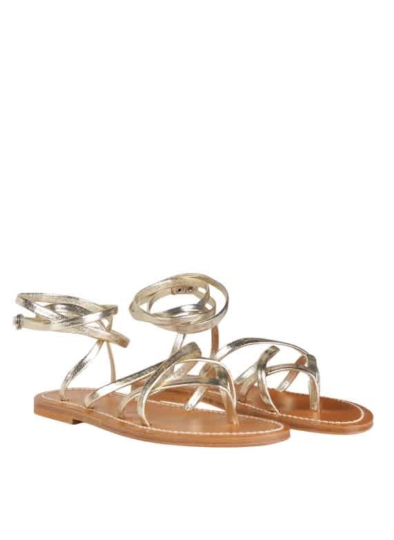 K Jacques Metallic Leather Zenobie Flat Sandals