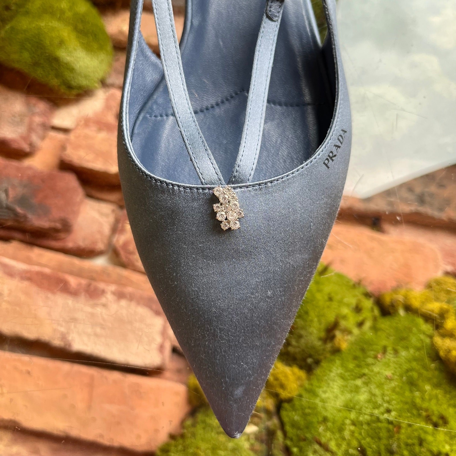 PRADA Blue Satin Crystal Ballet Flats SZ 41 (US 11)