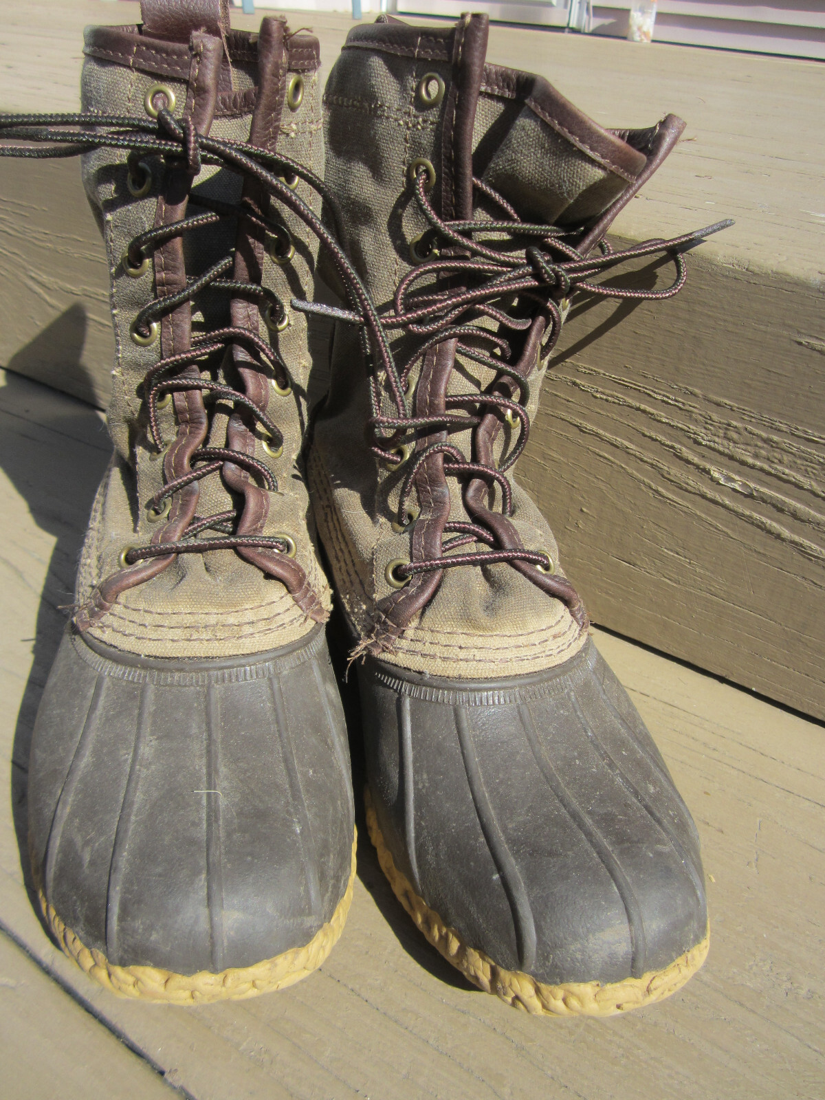 LL Bean Signature Waxed Canvas Maine Hunting Shoe Duck Boots Womens Size 7M USA