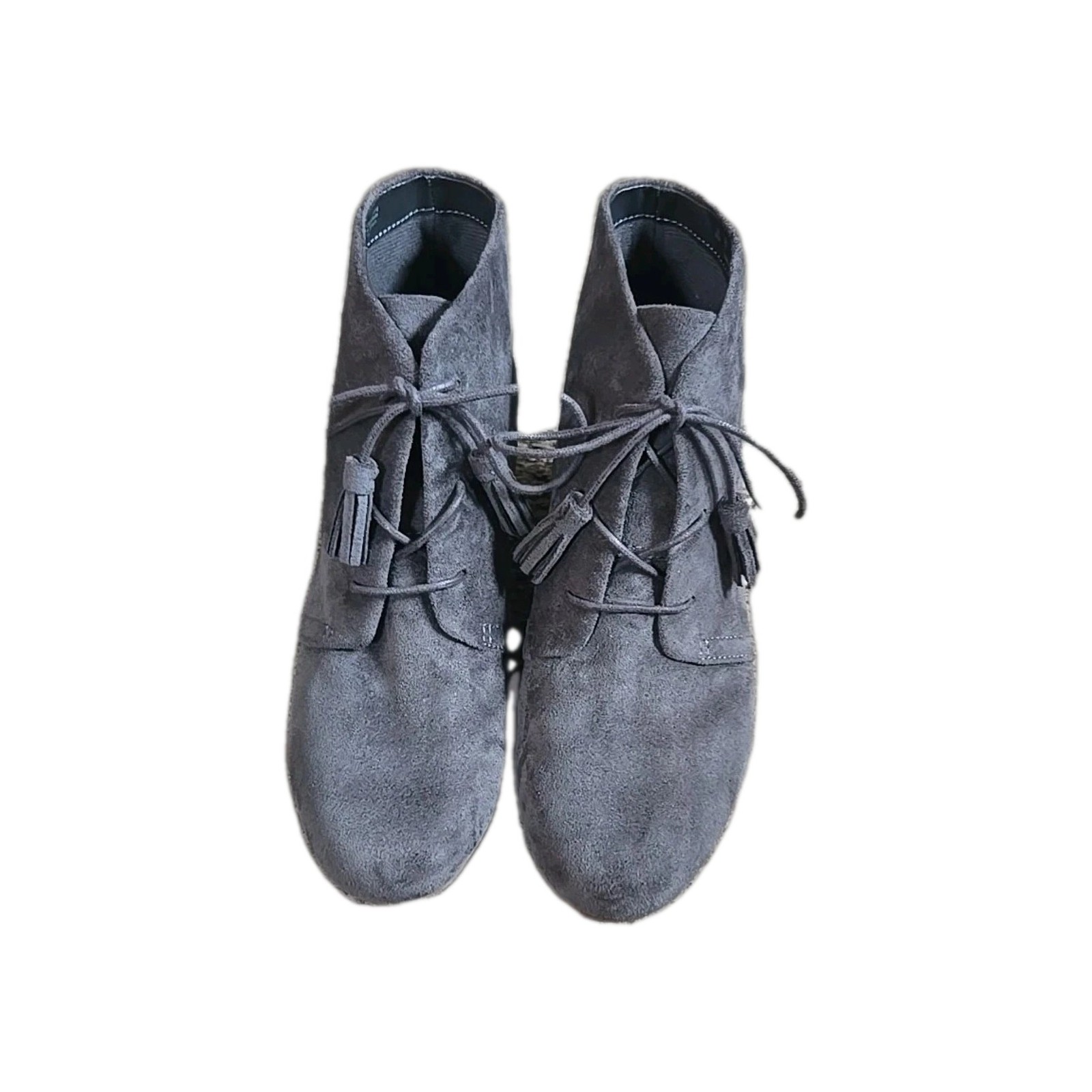 Wedge Boots Stucco Gray Suede Size 9W Wide Lace Up Boots Dr. Scholls Dakota