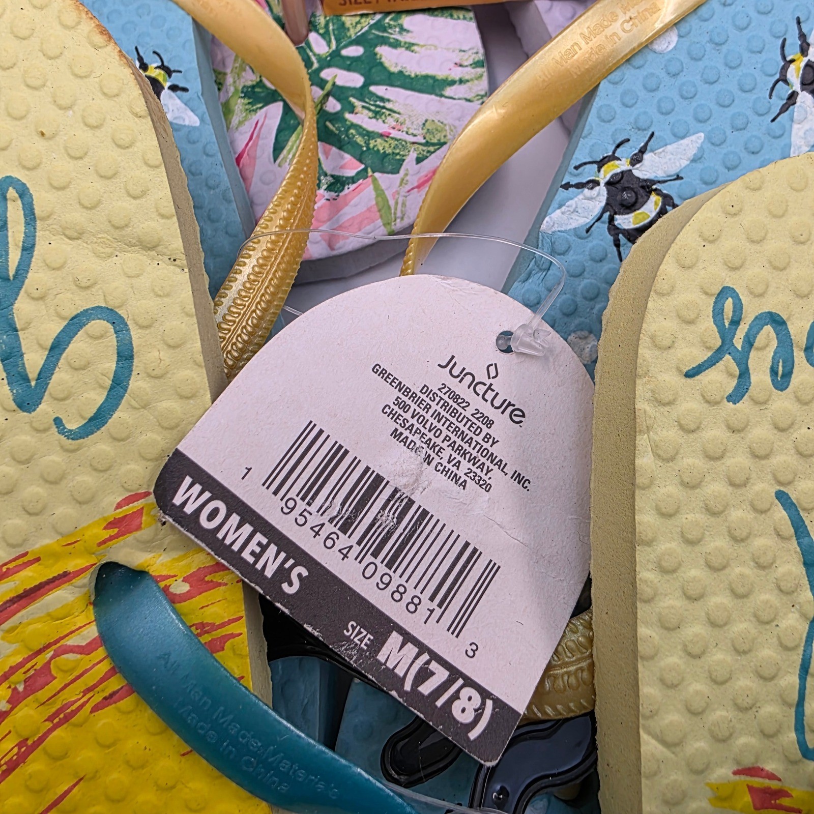 Lot of 10 Juncture Womens Flip Flops Sandals Summer Prints Bee Starfish NWT