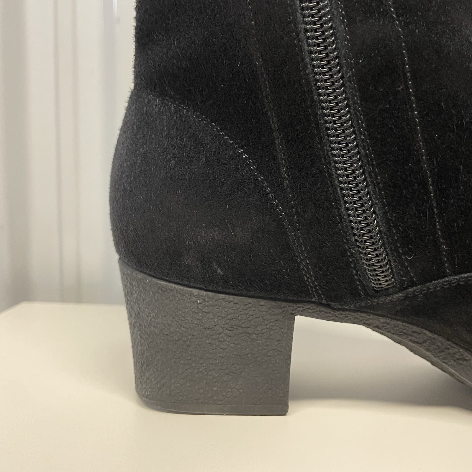 Vintage 90s Ferragamo Black Suede Logo Ankle Boots Women’s 5.5 B