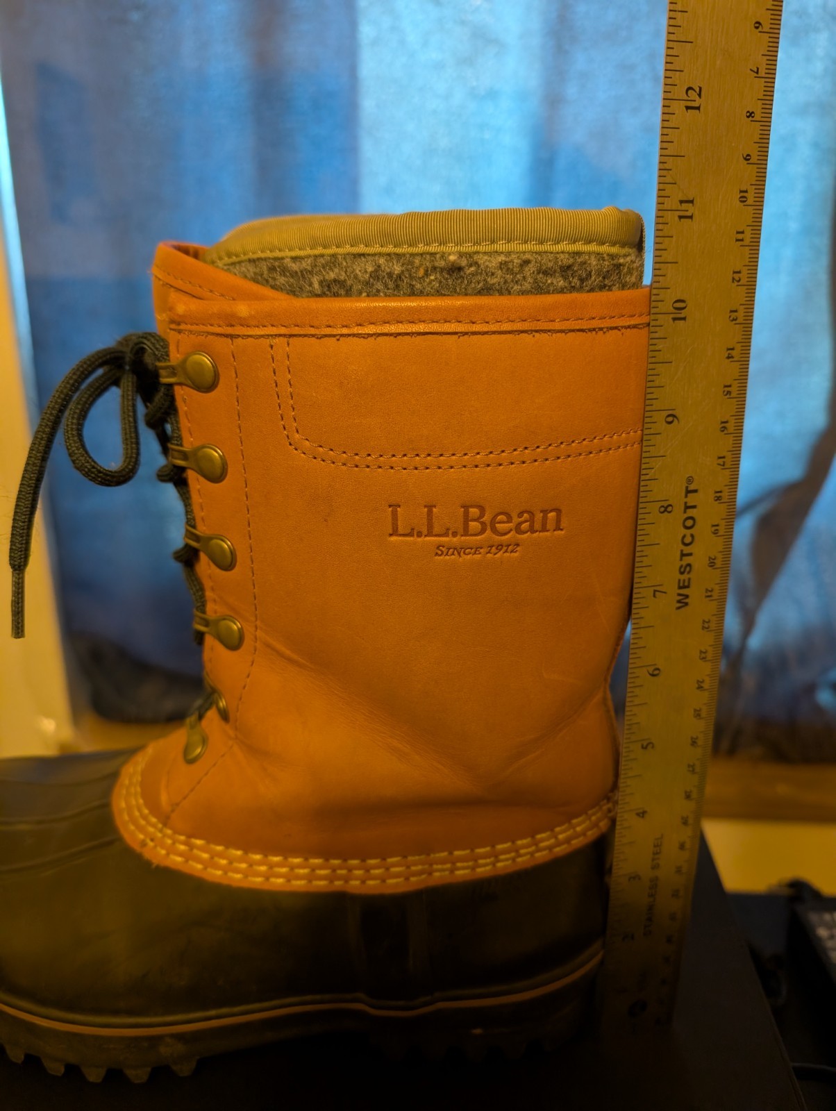 L.L. Bean Maine Pac Boot Brown Leather Wool Lined Mens 5.5-6 / Womens 7-7.5