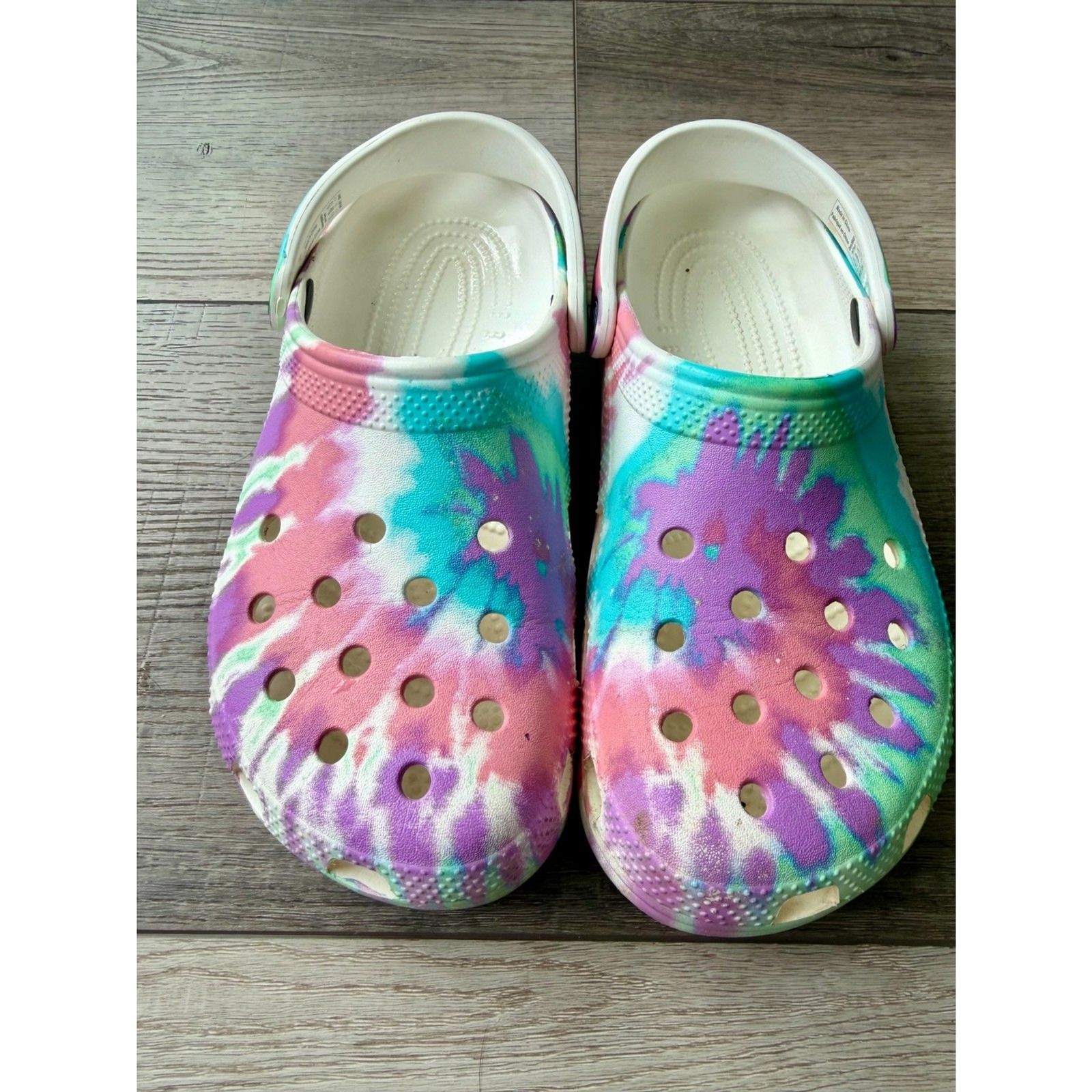 Crocs Tie Dye Pastel Sandals Clogs Summer Casual Workwear Womens 9 Mens 7