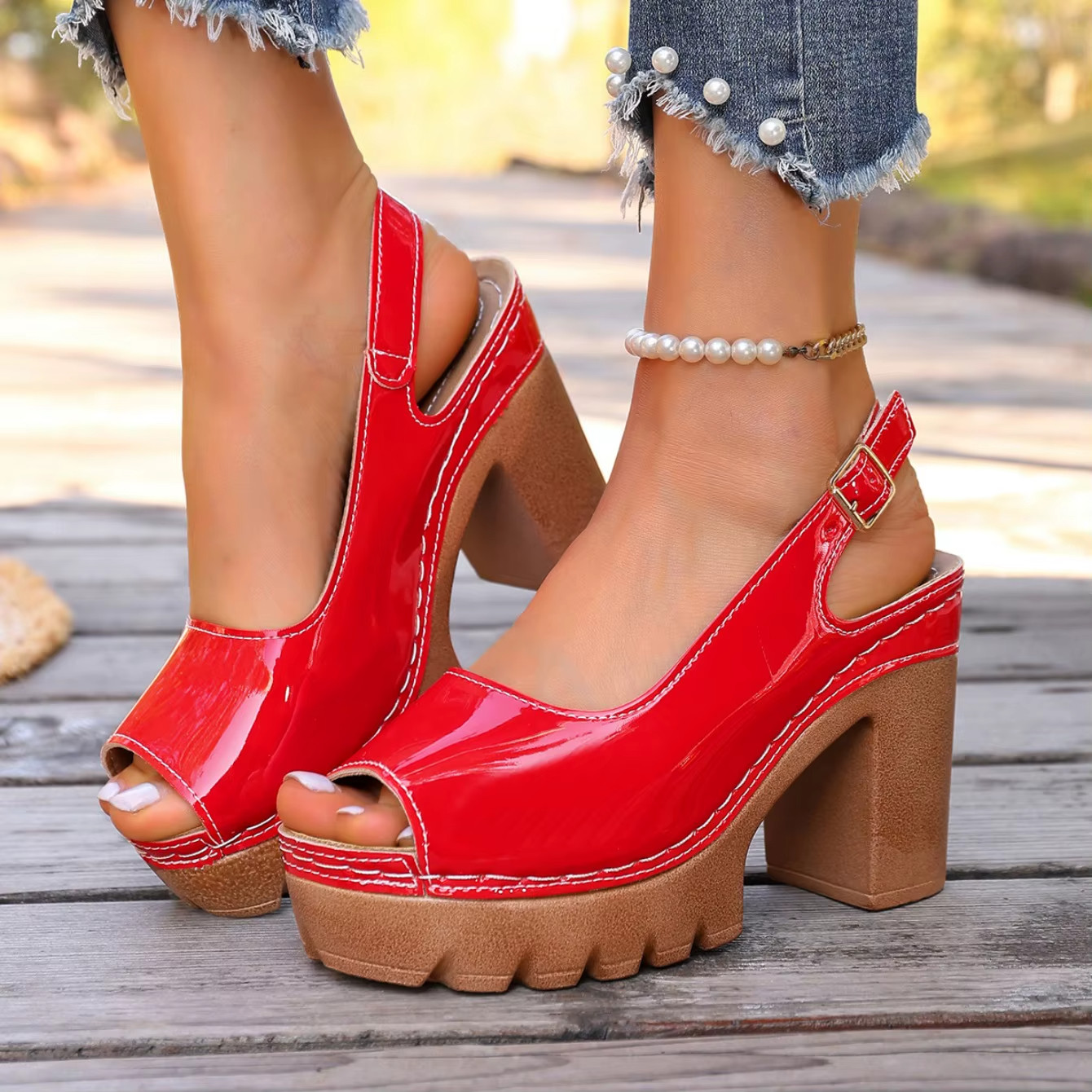 Women Chunky Heel Sandals – Elegant Open Toe Summer Shoes Step into style