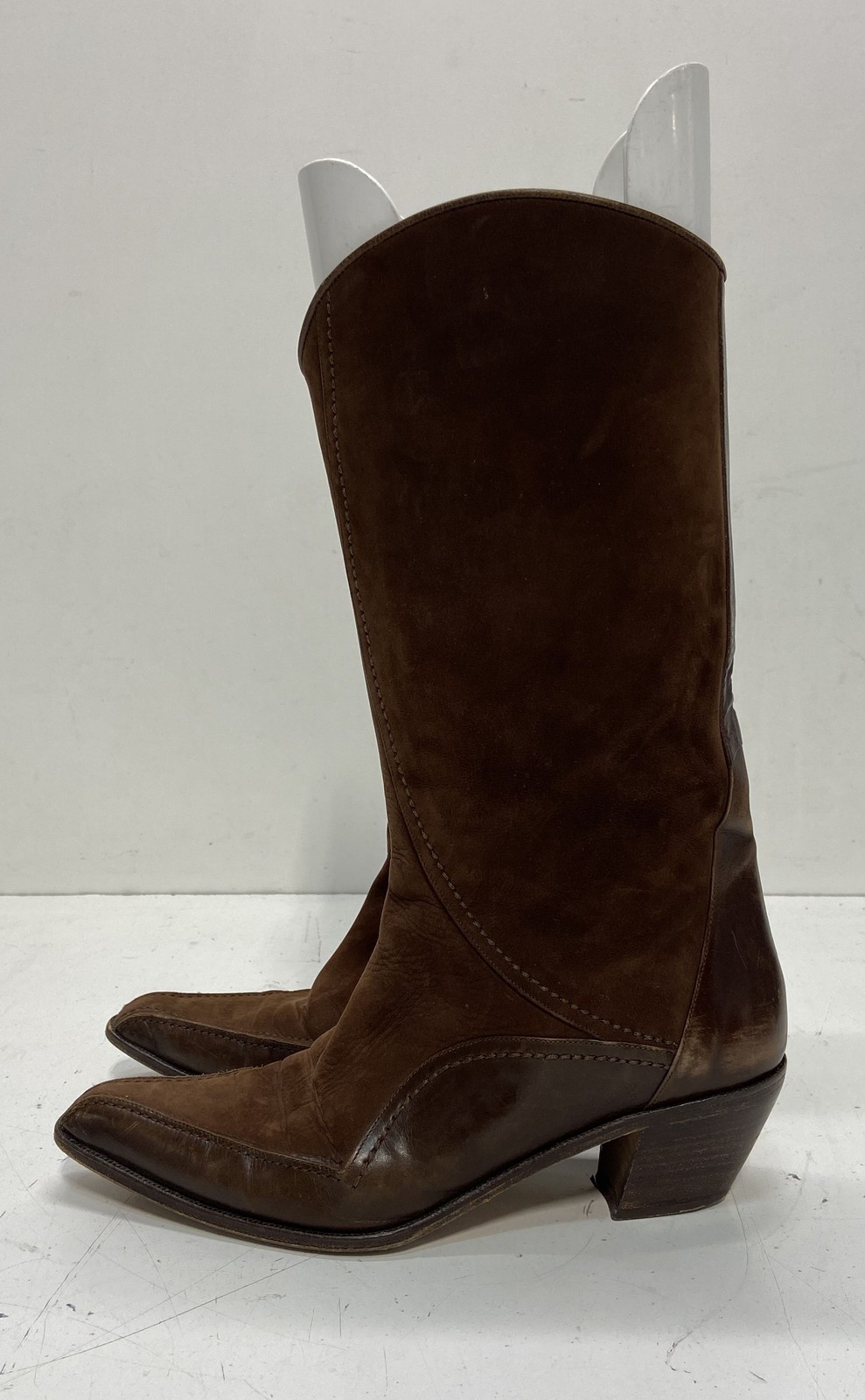 Via Spiga Brown Suede Leather Pointed Toe Knee High Boots Size 7.5