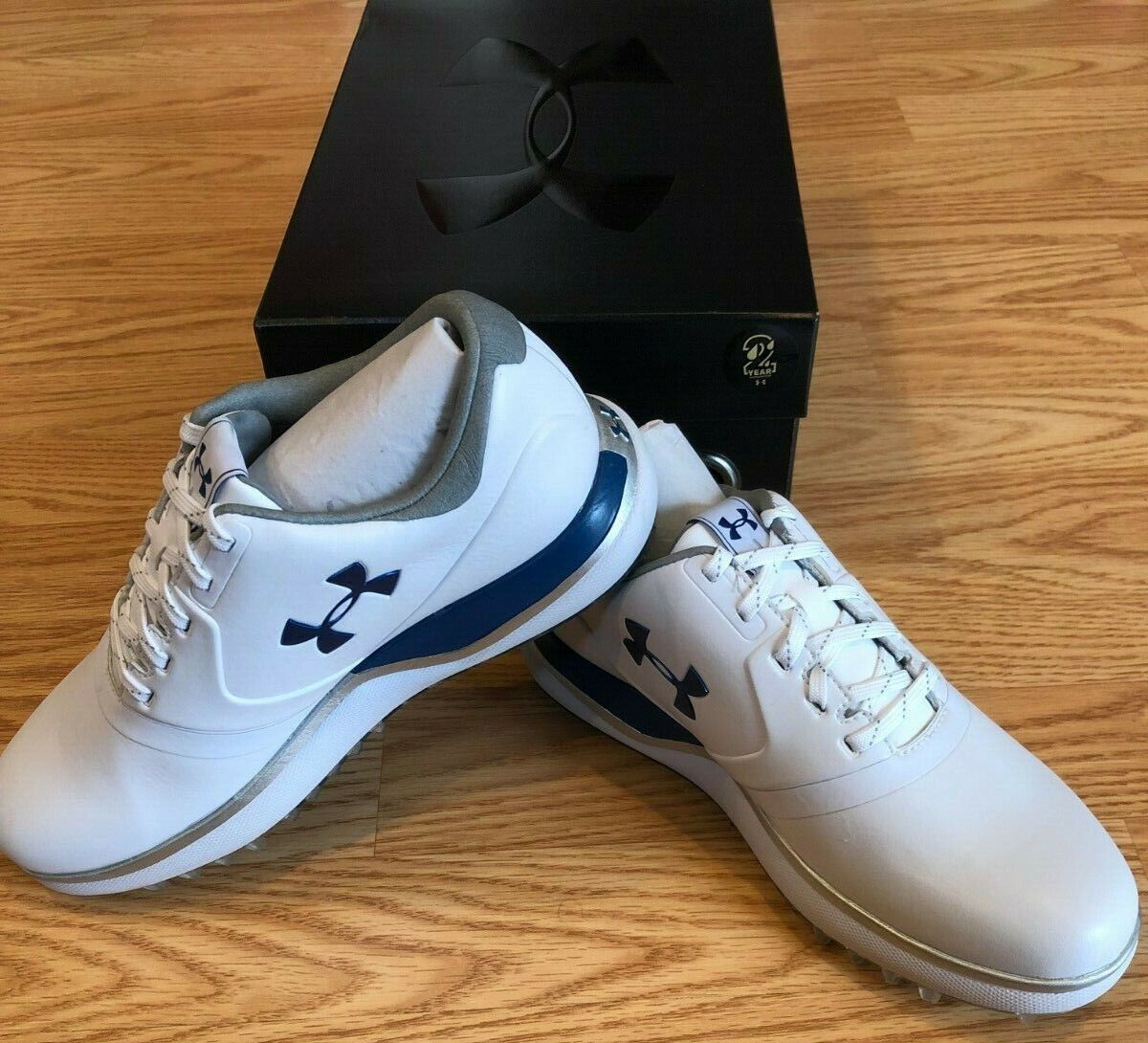 Under Armour Performance Spikeless Golf Shoes White/Blue 1297176 Women’s Size 5