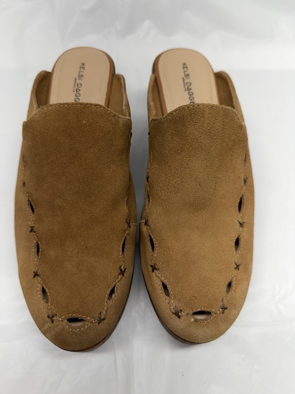 Kelsi Dagger Brooklyn Wells Mules Brown Leather Slip On Shoes Size 9.5