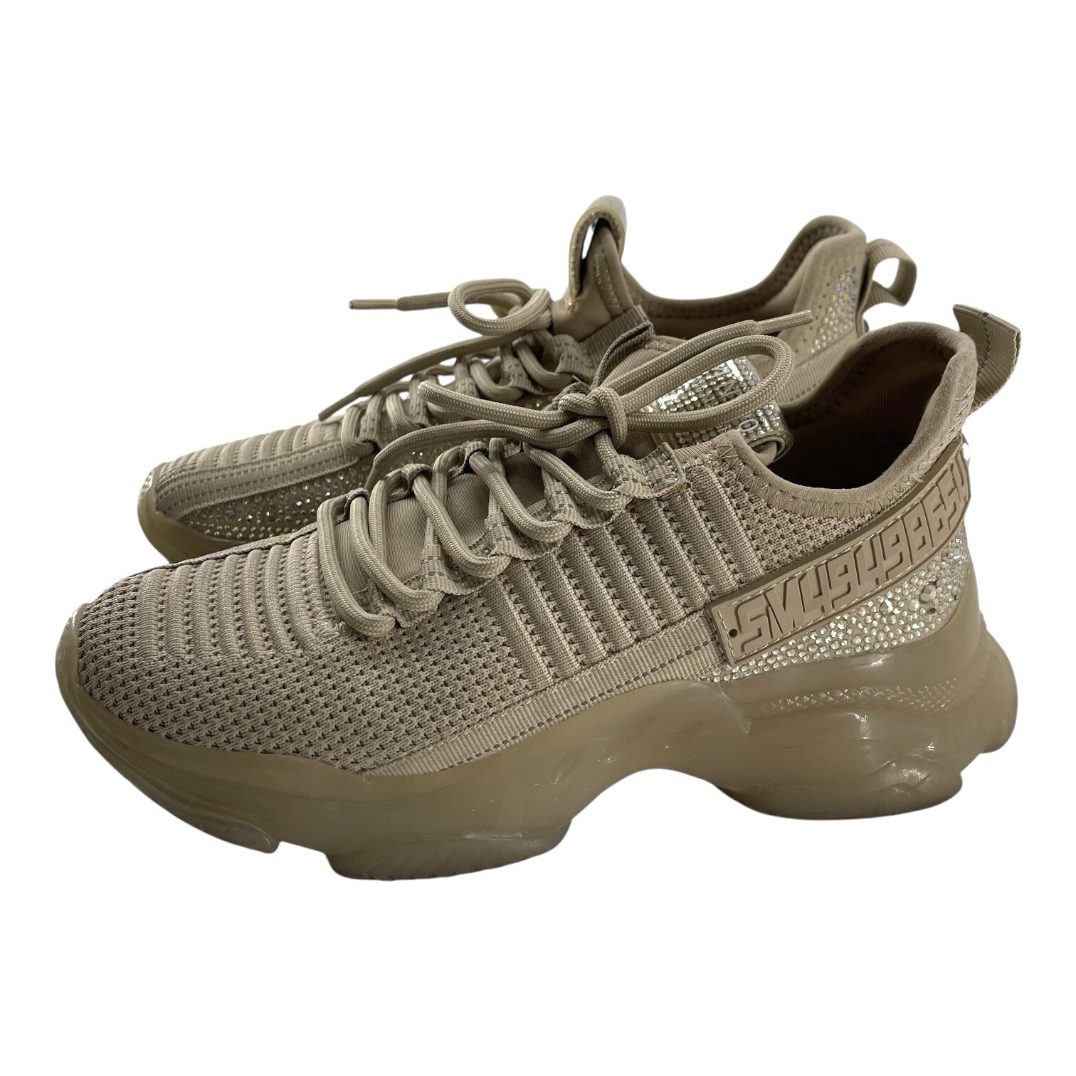 Steve Madden Rhinestone Maxima SM NY90 Tan Beige Sneaker Women’s Size 7M