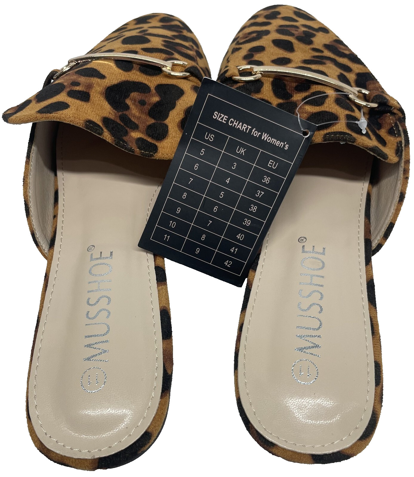 New Women’s Musshoe Leopard Print Mules Flats US Size 11 Padded Insoles Slides