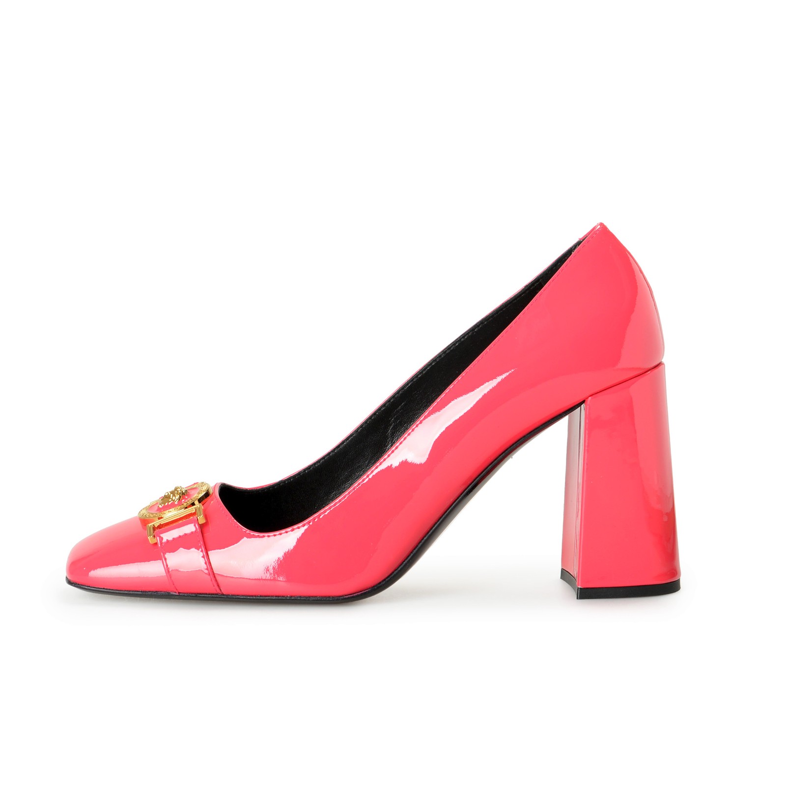 Versace Women’s Pink Gold Medusa Vernice Leather Heeled Pumps Shoes US 6 IT 36