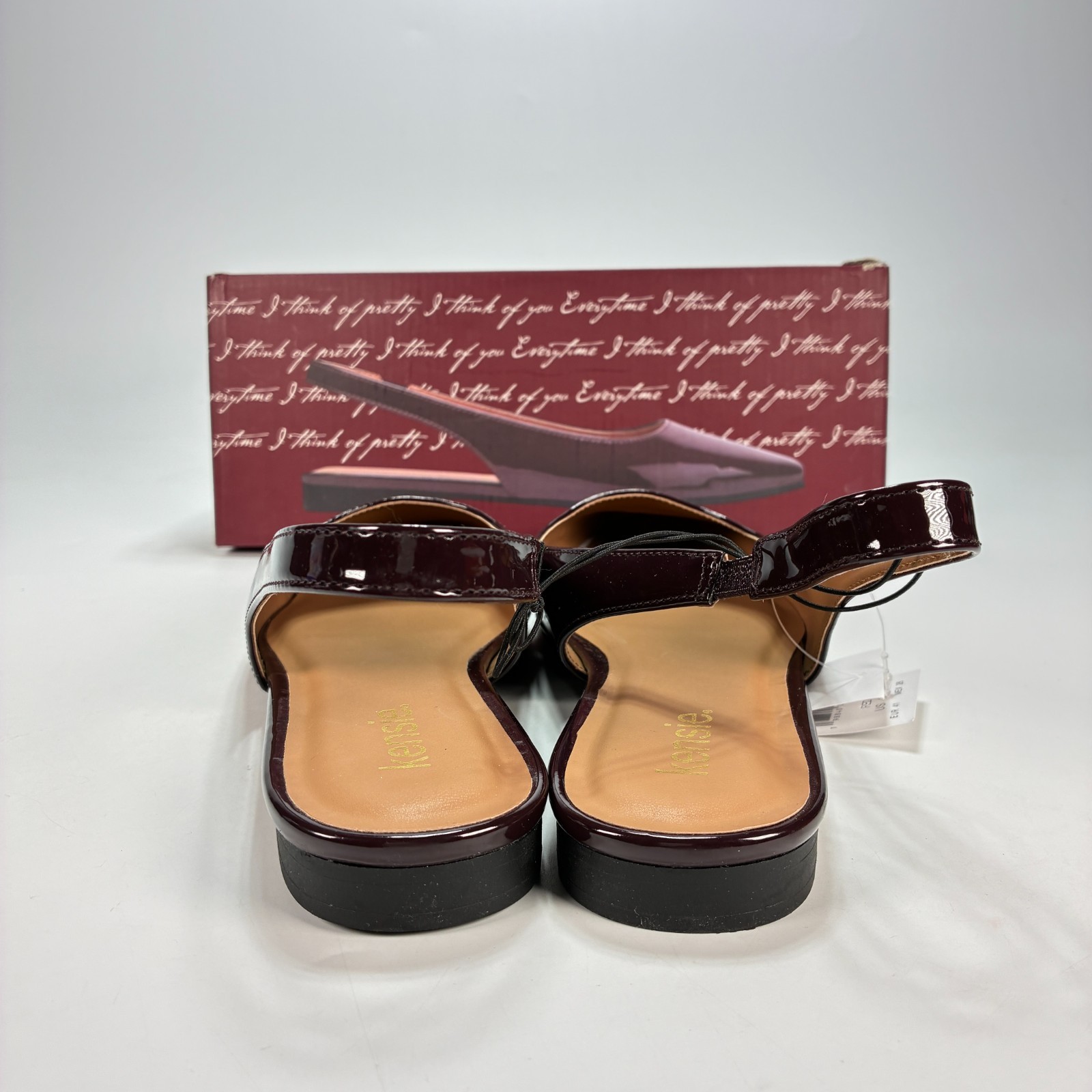 Kensie Felice Red Shiny Patent Slingback Flat Sandals KS252491 Women’s Size 11