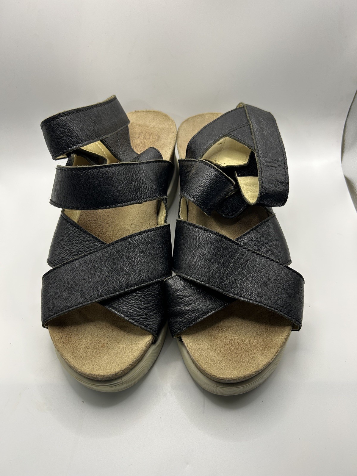 Fly London Women’s Sz EU 41 US 10-10.5 Black Wedge Platform Gladiator Sandals