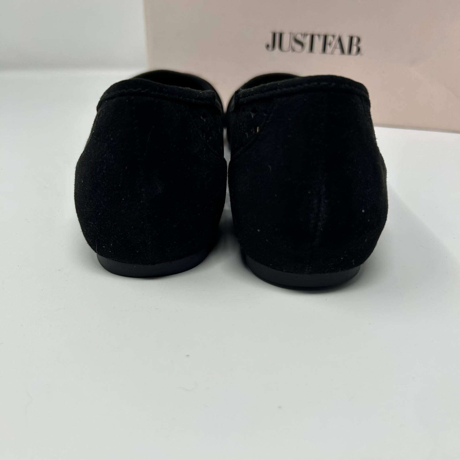 Justfab Take A Peek Womens US 9.5 Ballet Flats Black Laser Cut Casual Slip On