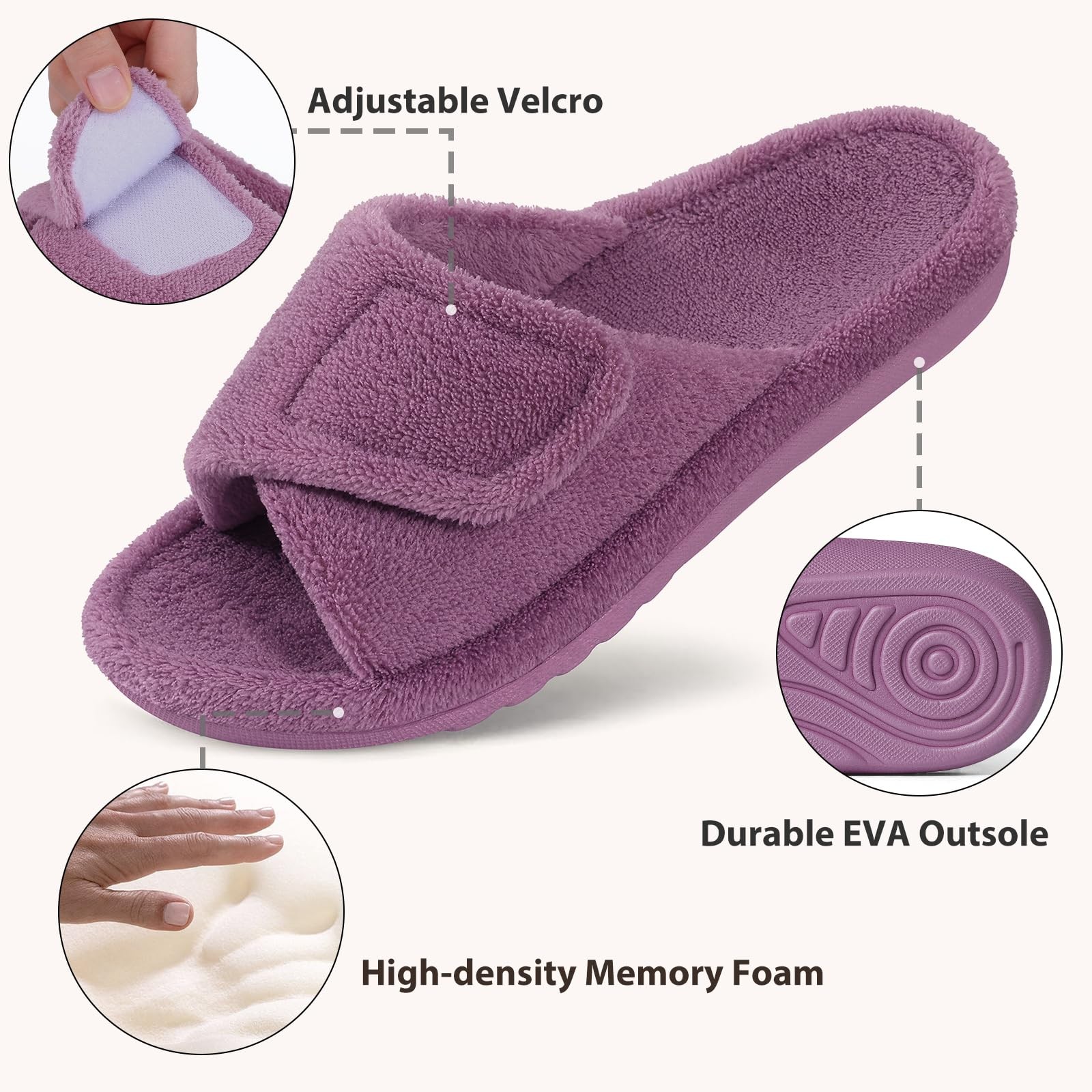 Litfun Women’s Orthopedic Slippers with Arch 5.5-6 Women/4-4.5 Men, Purple