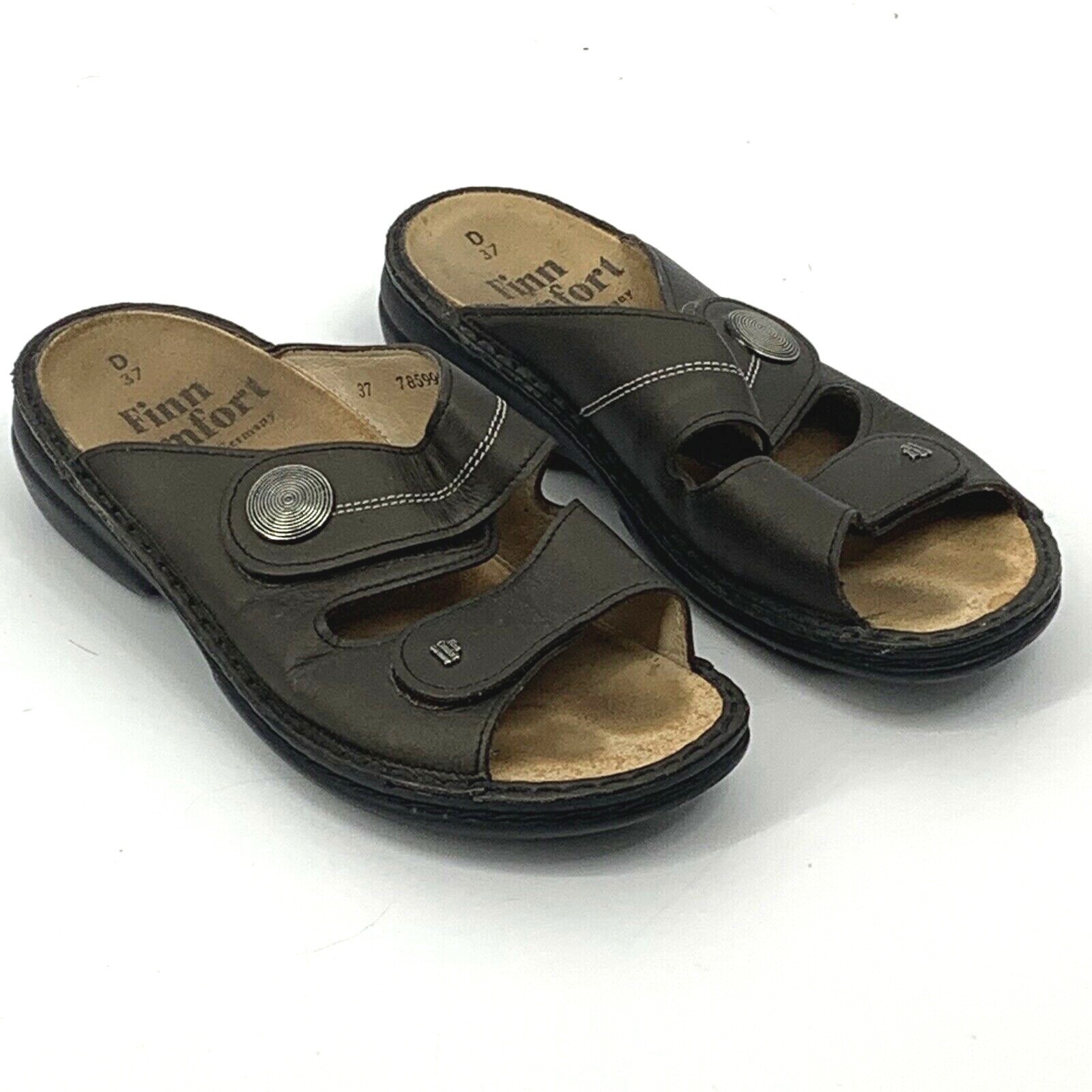 Finn Comfort Sansibar Brown Leather Slip On Sandals Germany EU 37, US 7